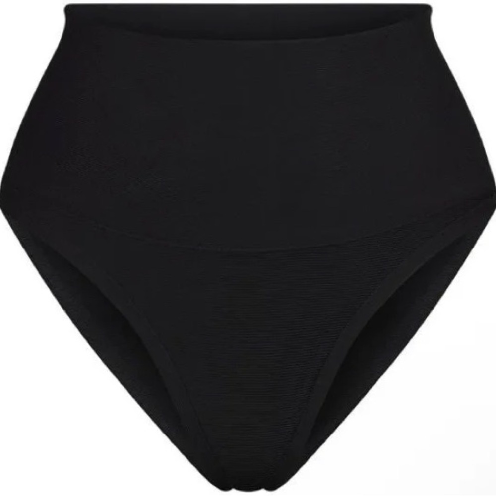 SKIMS Knit High-Waist Swim Bottom in Black
